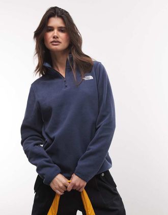 The North Face giacca in pile Glacier con zip a 1/4 blu navy