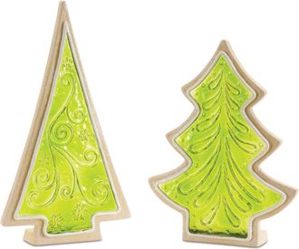 Melrose International Frosted Cookie Pine Tree (Set of 2) - Green