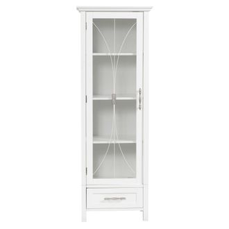 Teamson Home Teamson Home - Delaney Bagno In Legno Autoportante Alto E Sottile In Lino Armadietto Tower Bianco 7961 Con Anta In Vetro