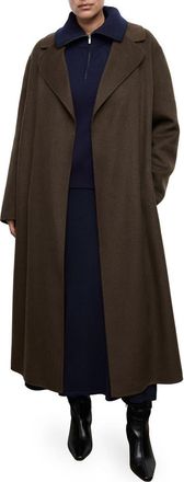 Mango Wool Blend Wrap Coat in Khaki Green at Nordstrom Rack, Size X-Small