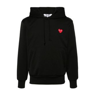 Comme Des Gar&ccedil;ons Hoodies, female, Black, Size: XS Signature Heart Patch Hoodie