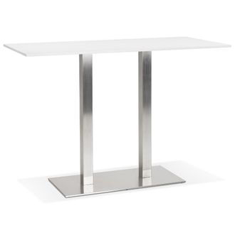 Alterego Witte design statafel DENVER BAR met geborsteld metalen poot - 160x80 cm