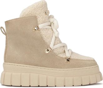 Kazar Beige su&egrave;de sneeuwlaarzen met synthetische bont - Dames - Winterlaarzen - Beige - 37 EU - Su&egrave;de - Schoenen