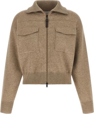 Brunello Cucinelli Beige Cashmere Womens Cardigan