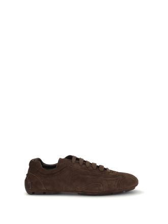 Prada Mens Sneakers Monte Carlo Re-Edition Dark Brown Suede Lamb Leather Lace-Up Shoes Flat