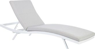 Beliani Sun Lounger with Cushion AMELIA Reclining Metal Light Grey