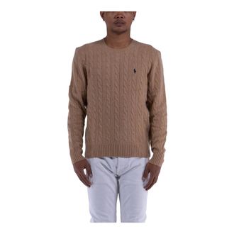 Polo Ralph Lauren Round-neck Knitwear, male, Beige, L, Maglione Girocollo