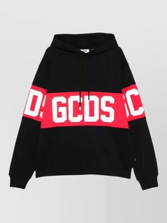 GCDS logo stripe hooded sweater long sleeves