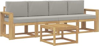 vidaXL Conjunto De Sof&aacute;s De Exterior 5 Uds. Blanco Y Gris Claro Vidaxl