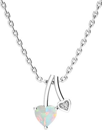 SuperJeweler 1/2 Carat Heart Shaped Gemstone and Diamond Necklace In Sterling Silver With 18 Inch Chain