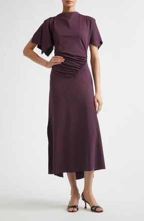 Victoria Beckham Blousey Midi Dress in Black Currant at Nordstrom, Size 10