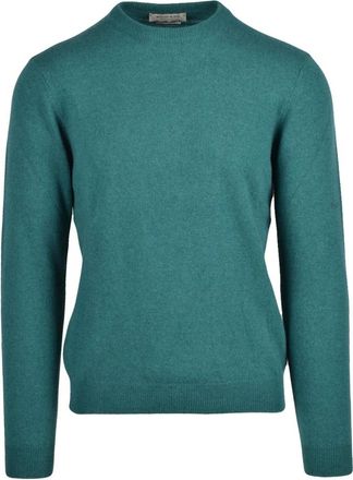Wool & Co Pullover Girocollo - Heren - Cashmere truien - Groen - M - Wol - Truien & Vesten