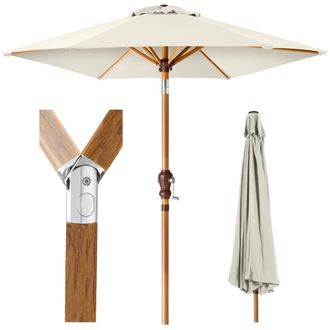 Best Choice Products 10ft Outdoor Woodgrain Pattern Steel Market Patio Umbrella w/ Crank, Tilt