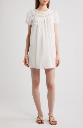 D&ocirc;en Daphne Lace Detail Organic Cotton Minidress in Salt at Nordstrom, Size Xx-Small