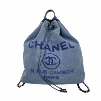 Chanel Blue Navy Denim Backpack (Pre-Owned)