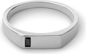 Miansai Valor Spinel Signet Ring in Sterling Silver/Brushed Black at Nordstrom, Size 10