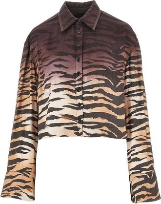 Pinko Animalier twill cropped shirt Woman 44