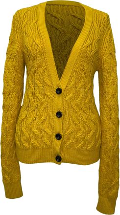 Emilia Wickstead Buttoned Cardigan in Yellow Silk