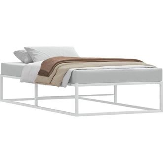 vidaXL Bed Frame without Mattress White 100x200 cm Metal Vidaxl