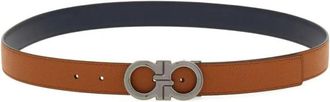 Ferragamo Brown Textured Logo Buckle Belt