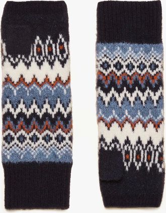 Joules Womens Joules KARA Fingerless Fairisle Glove Navy - Blue