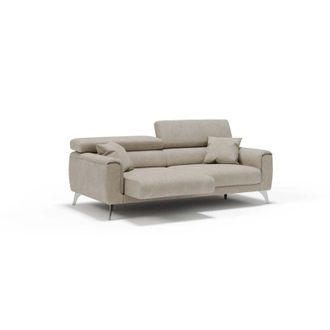 Divani.Store Caravaggio Divano con sedute allungabili e poggiatesta reclinabili in tessuto impermeabile T02 199 cm panna