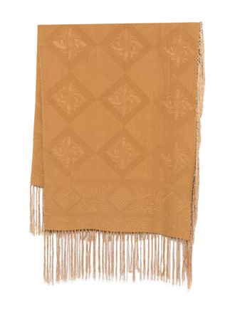 Giorgio Armani 1990s pattern-jacquard scarf - women - Silk/Viscose - One Size - Brown