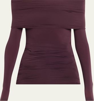 Wolford Sheer Drape Off-Shoulder Top