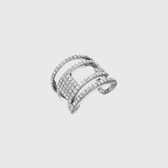Diesel Stainless steel glitz D band ring - Rings - Unisex - Silver