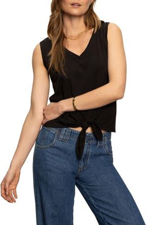 Sanctuary V-Neck Tie Hem Slub Tank in Black at Nordstrom, Size Medium