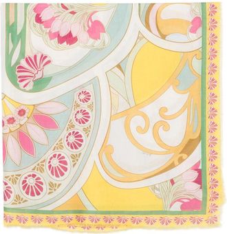 La DoubleJ Floral-print Graphic-pattern Scarf