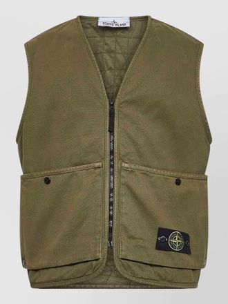Stone Island cotton vest v neck multiple pockets