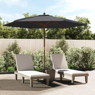 vidaXL Sombrilla De Jard&iacute;n Con Poste De Madera Negro 299x240 Cm Vidaxl