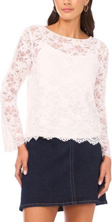 Vince Camuto Lace Flare Sleeve Top in New Ivory at Nordstrom, Size X-Large