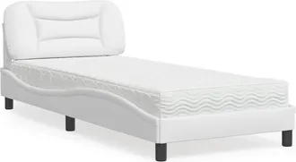 vidaXL Cama Con Colch&oacute;n Cuero Sint&eacute;tico Blanco 90x190 Cm Vidaxl