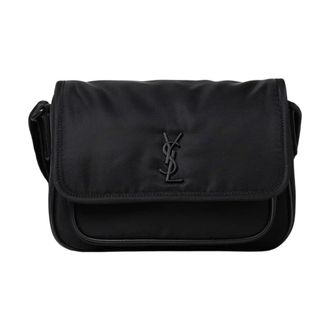 Saint Laurent Shoulder Bags, male, Black, ONE SIZE, Nylon Crossbody Bag with Exterior Pocket