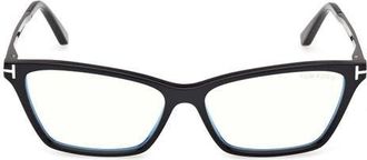 Tom Ford 56mm Butterfly Optical Glasses in Shiny Black /Gunmetal at Nordstrom
