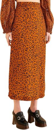 Farm Rio Leopards Texture Black Midi Skirt