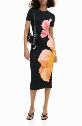 Desigual Floral Midi Dress in Black at Nordstrom, Size X-Small