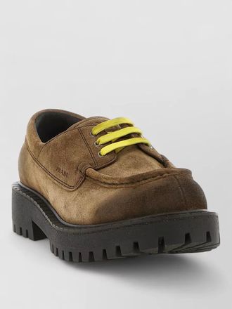 Prada suede leather lace-up loafers