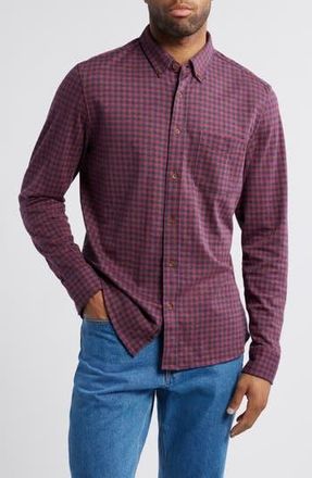 Faherty Coastline Knit Button-Down Shirt in Navy Red Gingham at Nordstrom Rack, Size Xx-Large
