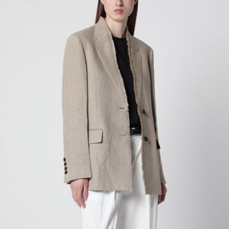 Toteme Giacca con revers a vivo in lino beige