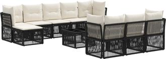 vidaXL Conjunto De Sof&aacute;s De Jard&iacute;n 11 Uds. Negro Rat&aacute;n Sint&eacute;tico Vidaxl