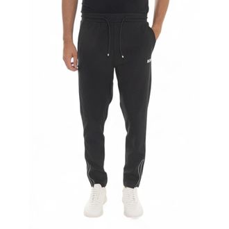 HUGO BOSS Sweatpants, male, Black, M, Stretch Overalls Trousers with Ankle Zip