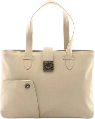 Ferragamo Pre-owned Gancini Canvas Tote Bag - Dames - Vintage Schoudertas - Beige - ONE Size - Vintage