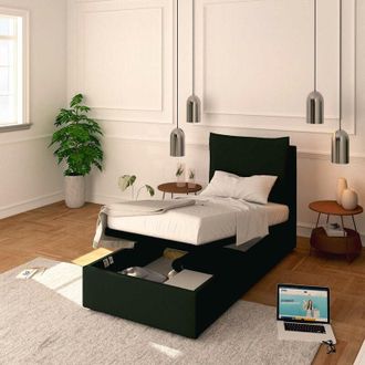 Baldiflex Baldiflex - Letto Contenitore Singolo 80x190 Licia in Ecopelle con Rete a Doghe colore Nero Black