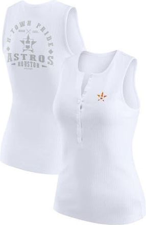 WEAR by Erin Andrews Womens WEAR by Erin Andrews White Houston Astros Rib-Knit Henley Tank Top at Nordstrom, Size Xx-Large