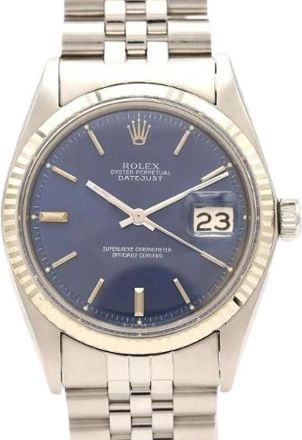 Rolex Pre-owned Datejust Roestvrij staal Witgoud 1601 - Dames - Vintage Horloges - Blauw - ONE Size - Vintage