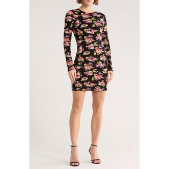 Alice & Olivia Delora Floral Long Sleeve Dress in Magnolia Floral Black at Nordstrom Rack, Size 14