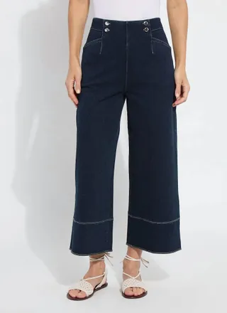 Lyss&eacute; Dion Sailor Crop Palazzo Denim Jeans In Indigo